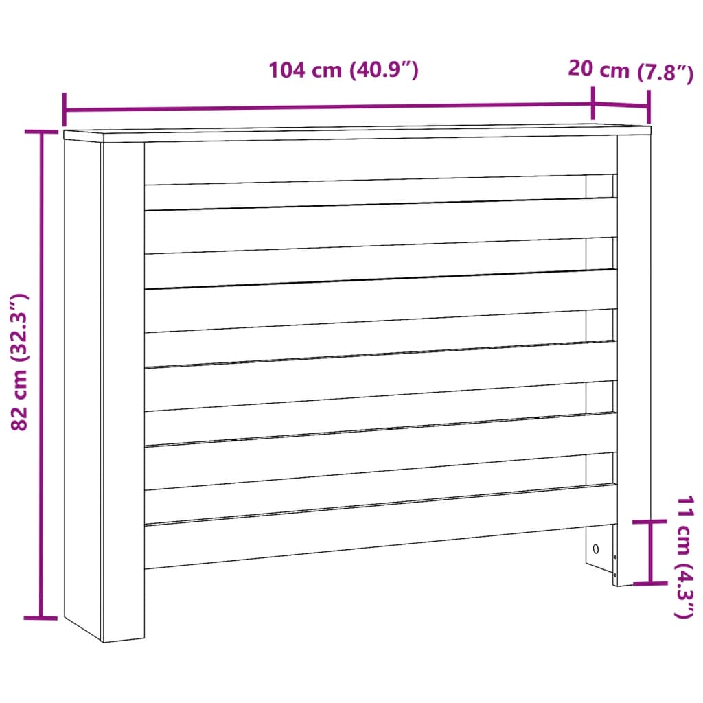 Radiatorombouw 104x20x82 cm bewerkt hout wit - AllerleiShop