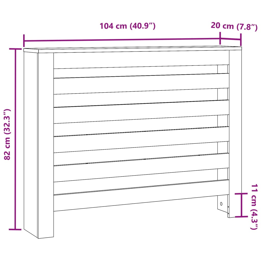 Radiatorombouw 104x20x82 cm bewerkt hout zwart - AllerleiShop