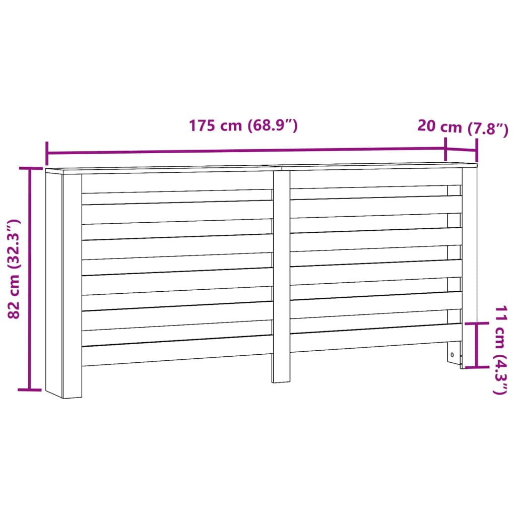 Radiatorombouw 175x20x82 cm bewerkt hout sonoma eikenkleurig - AllerleiShop