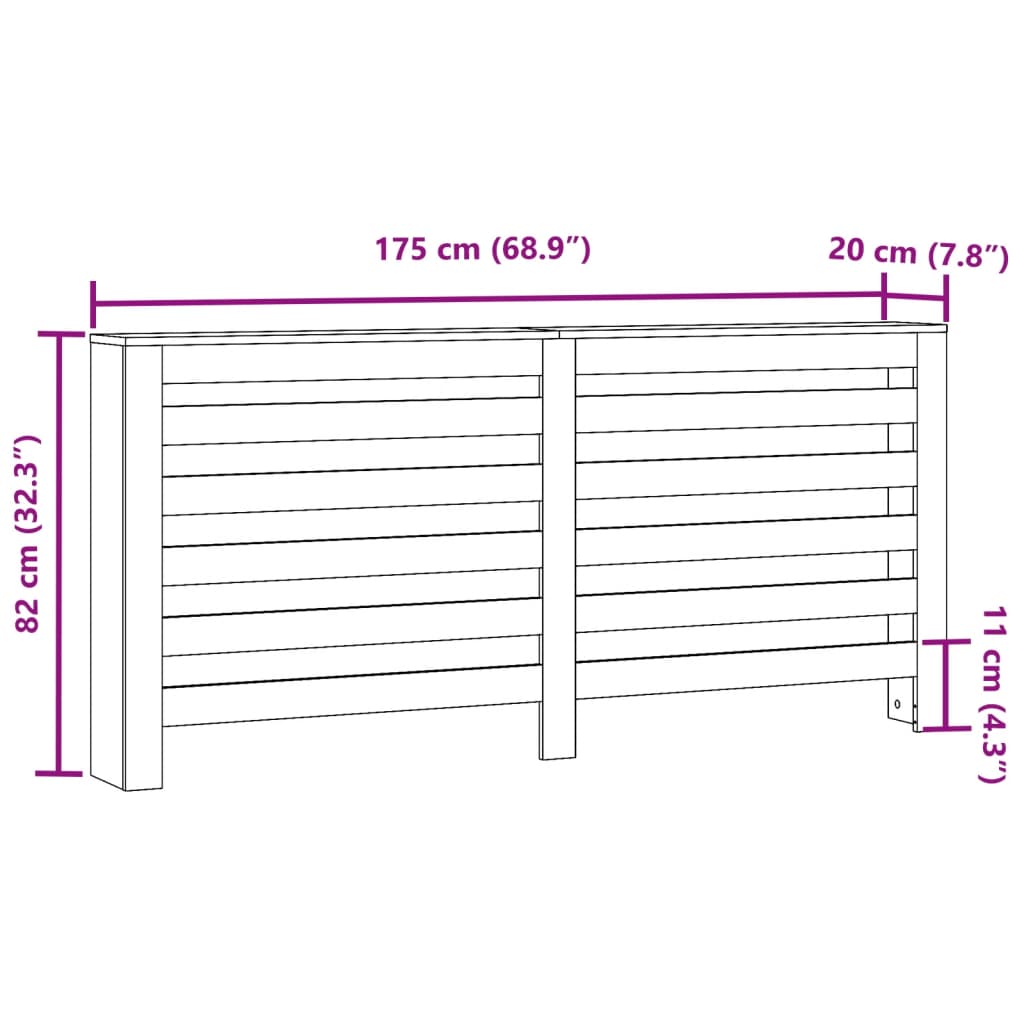 Radiatorombouw 175x20x82 cm bewerkt hout bruin eikenkleurig - AllerleiShop