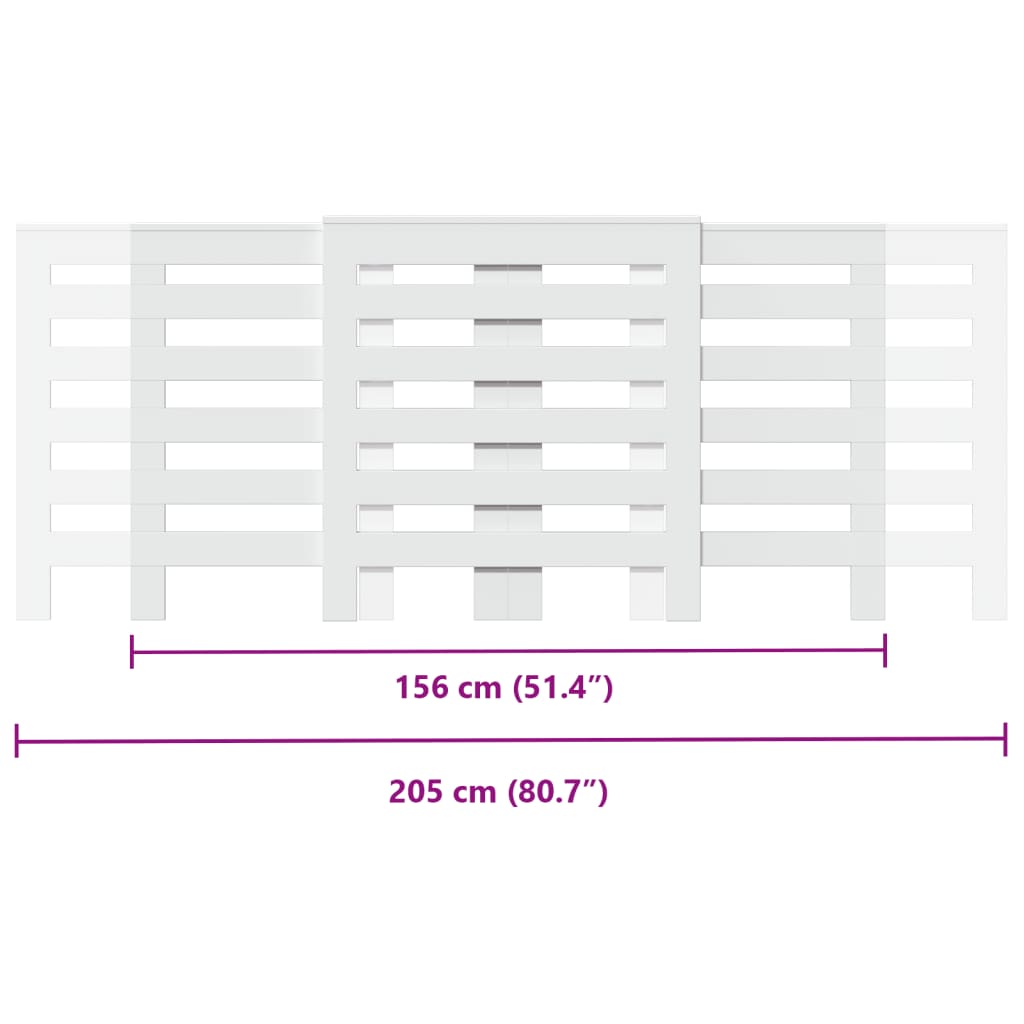 Radiatorombouw 205x21,5x83,5 cm bewerkt hout wit - AllerleiShop