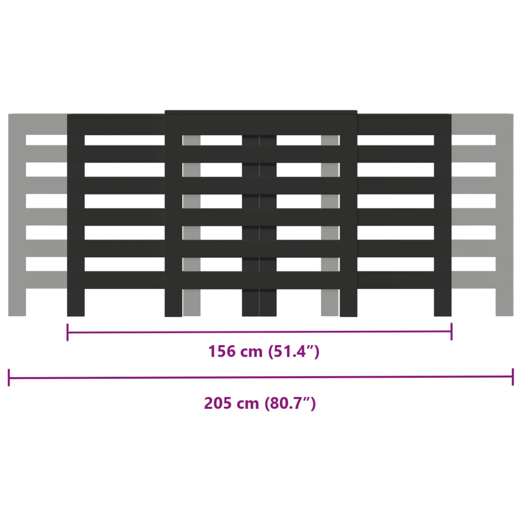 Radiatorombouw 205x21,5x83,5 cm bewerkt hout zwart - AllerleiShop