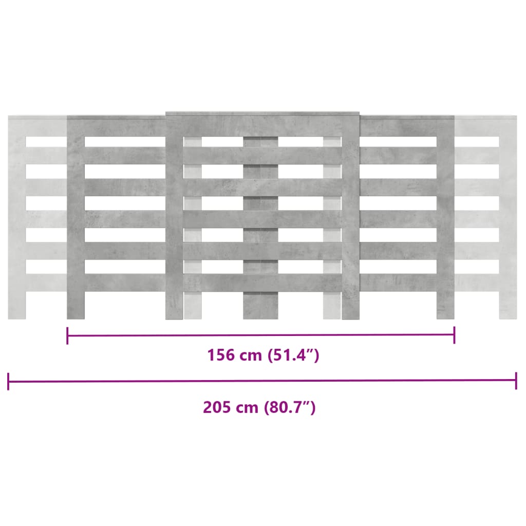 Radiatorombouw 205x21,5x83,5 cm bewerkt hout betongrijs - AllerleiShop