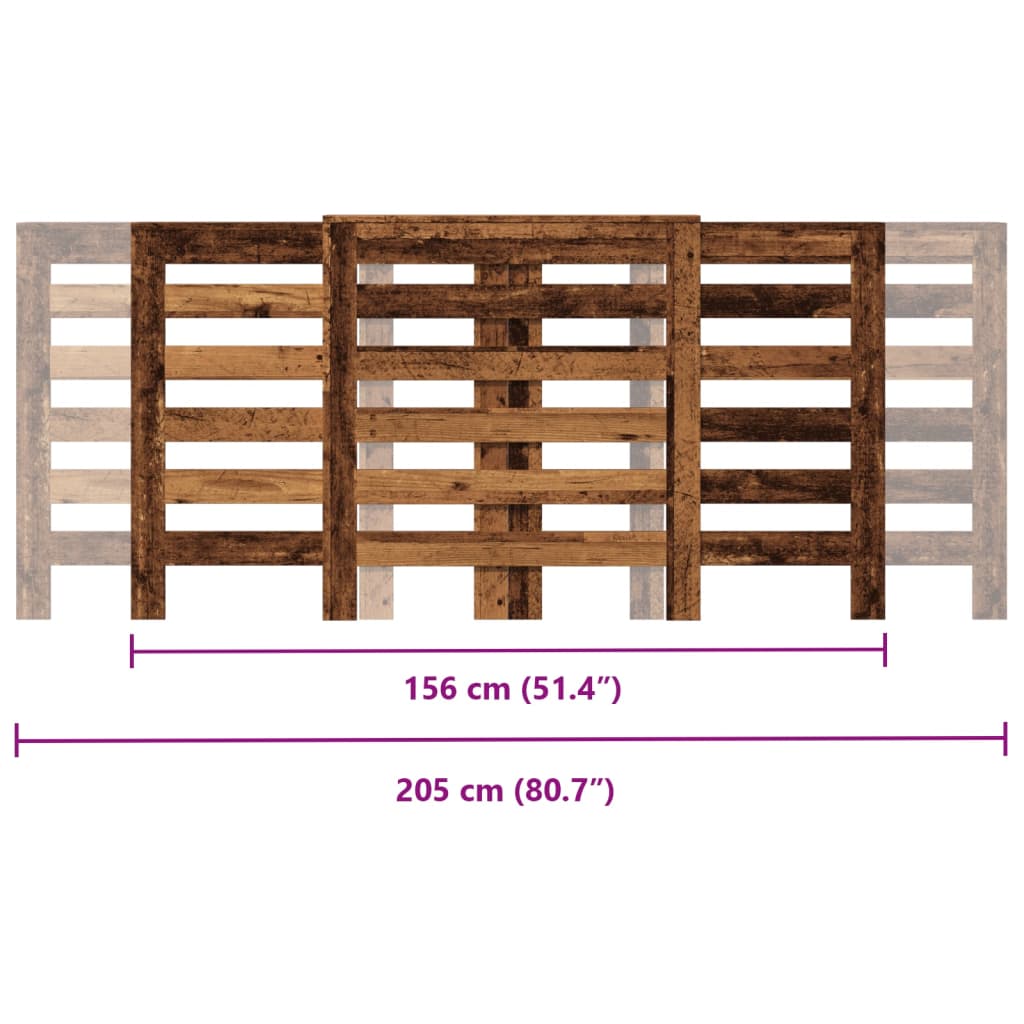 Radiatorombouw 205x21,5x83,5 cm bewerkt hout oud hout - AllerleiShop