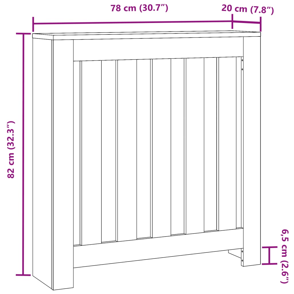 Radiatorombouw 78x20x82 cm bewerkt hout wit - AllerleiShop