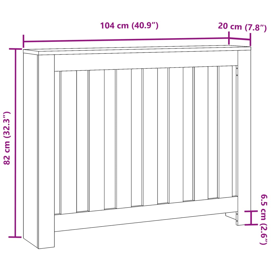 Radiatorombouw 104x20x82 cm bewerkt hout wit - AllerleiShop