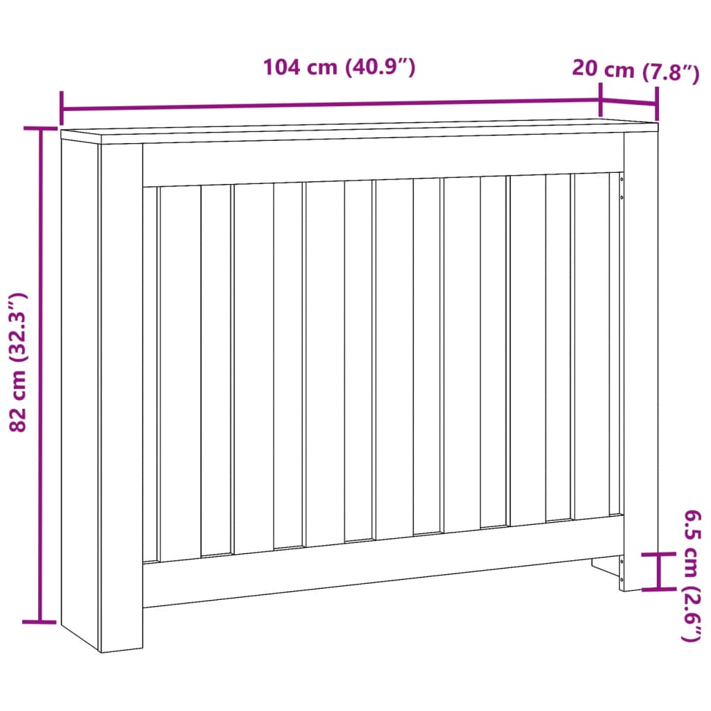 Radiatorombouw 104x20x82 cm bewerkt hout oud hout - AllerleiShop