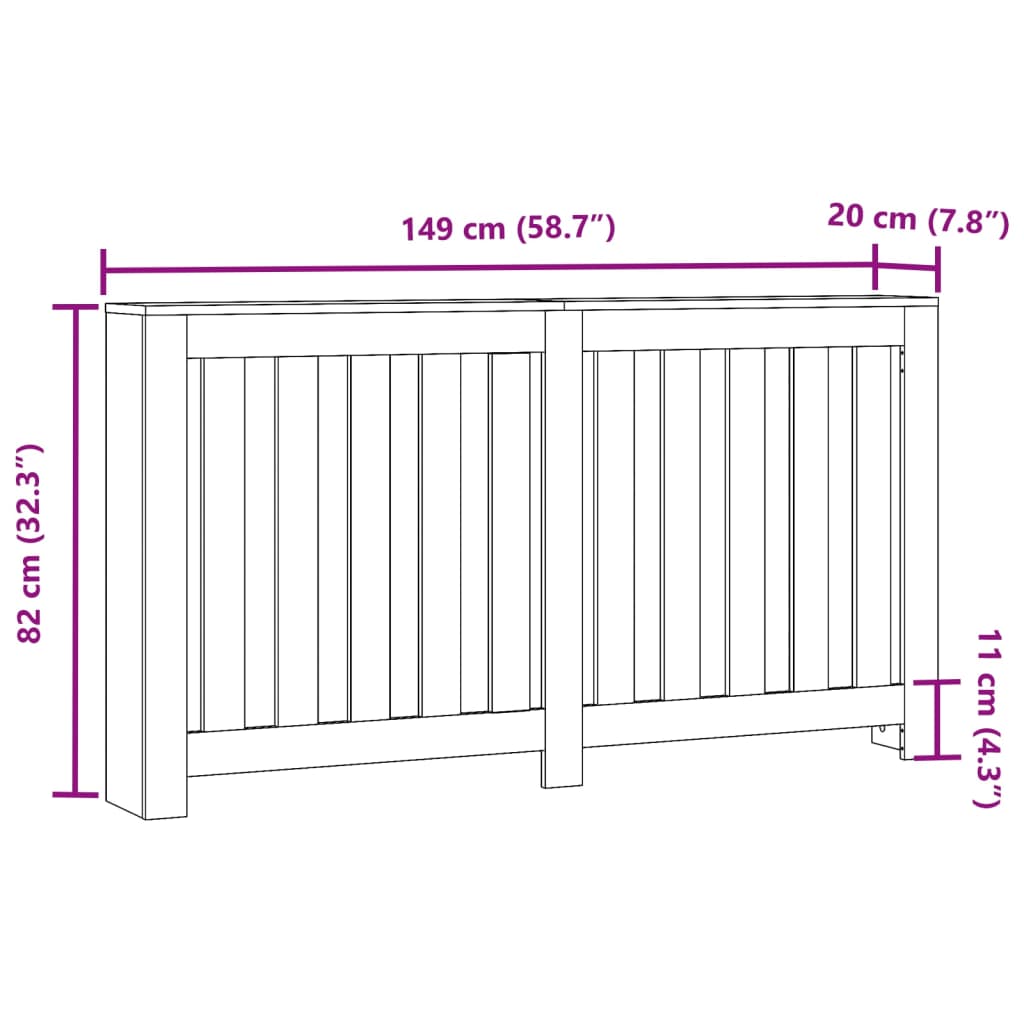 Radiatorombouw 149x20x82 cm bewerkt hout sonoma eikenkleurig - AllerleiShop