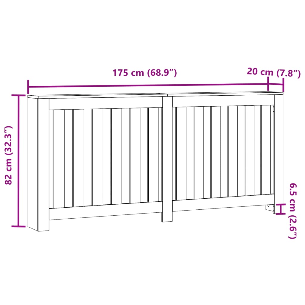 Radiatorombouw 175x20x82 cm bewerkt hout wit - AllerleiShop