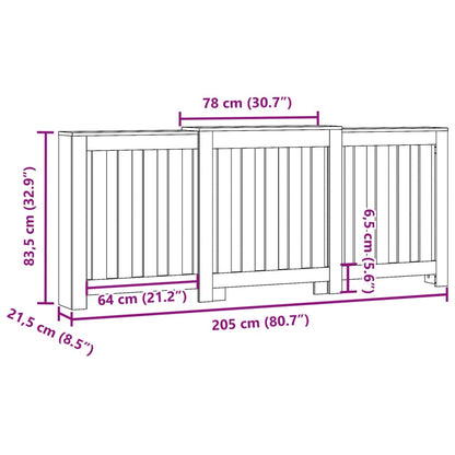 Radiatorombouw 205x21,5x83,5 cm bewerkt hout wit - AllerleiShop