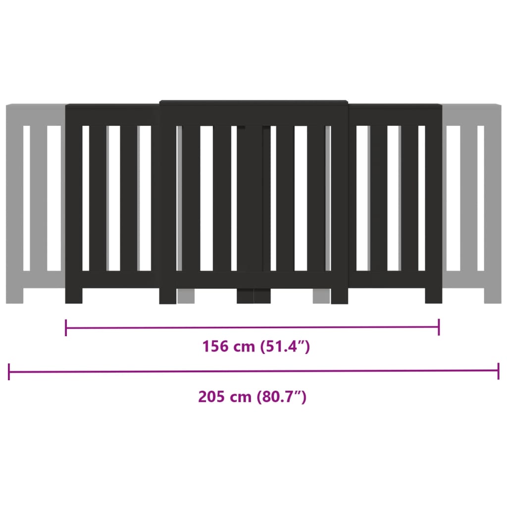 Radiatorombouw 205x21,5x83,5 cm bewerkt hout zwart - AllerleiShop