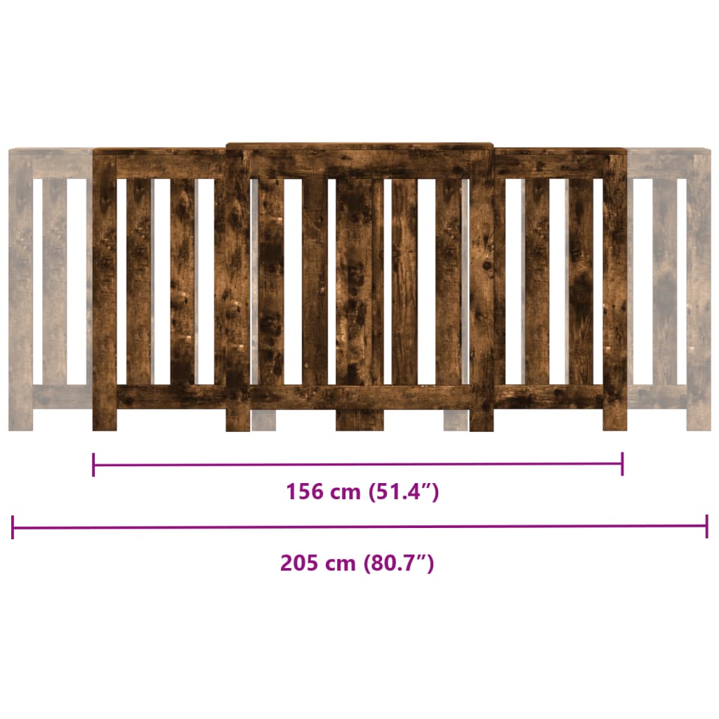 Radiatorombouw 205x21,5x83,5 cm bewerkt hout gerookt eikenkleur - AllerleiShop