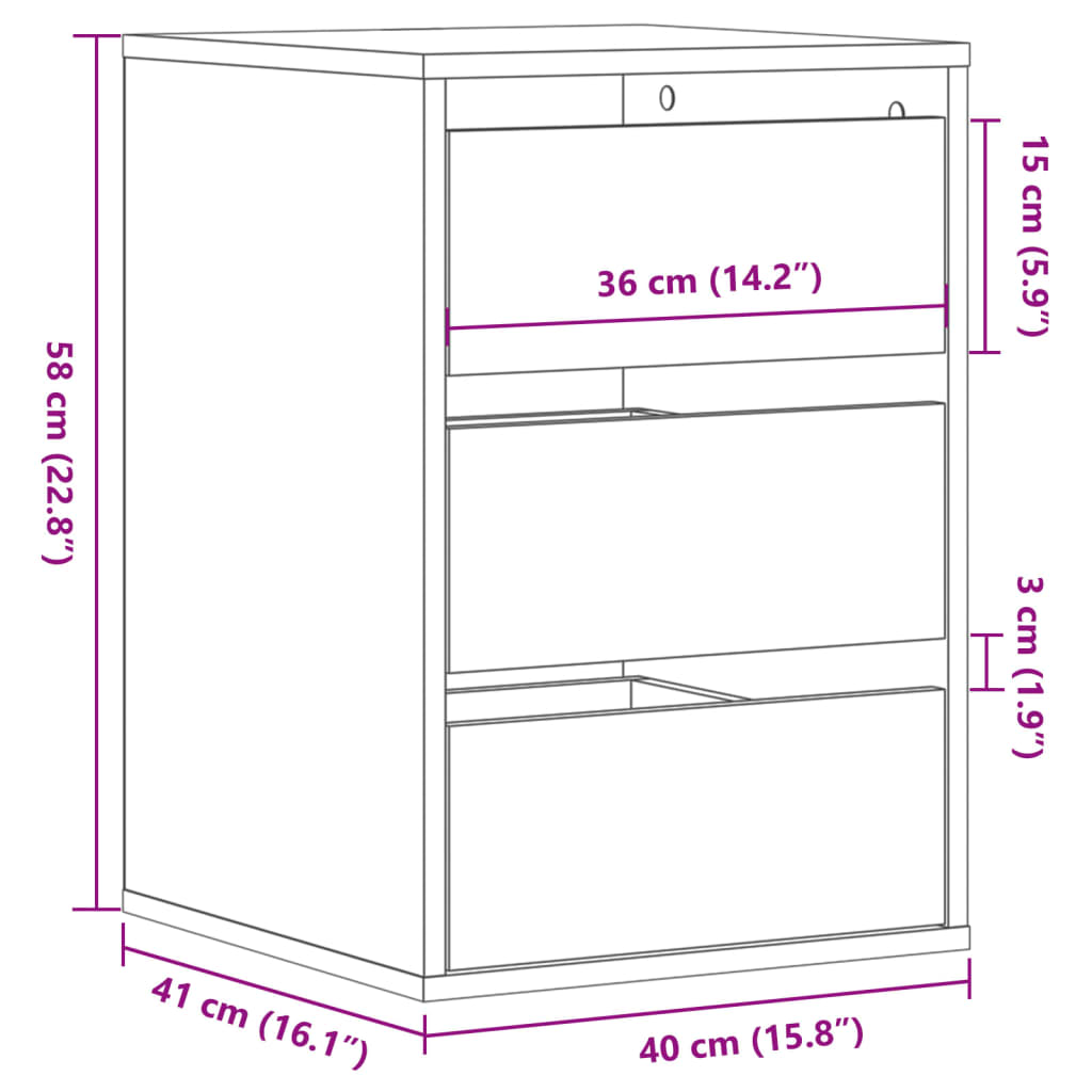 Ladekast 40x41x58 cm bewerkt hout zwart - AllerleiShop