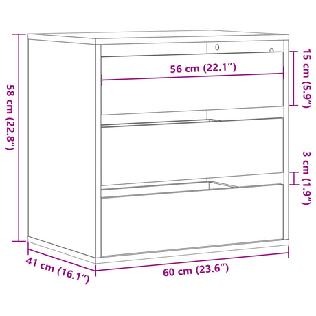 Ladekast 60x41x58 cm bewerkt hout sonoma eikenkleurig - AllerleiShop