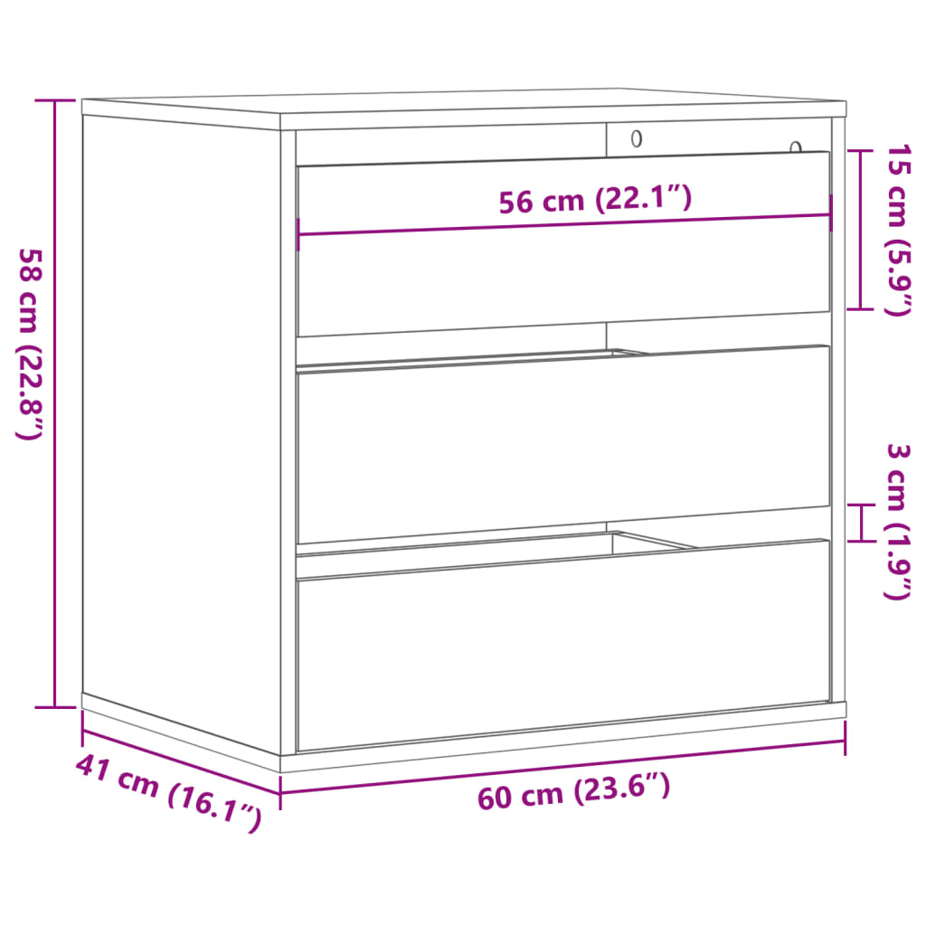 Ladekast 60x41x58 cm bewerkt hout betongrijs - AllerleiShop