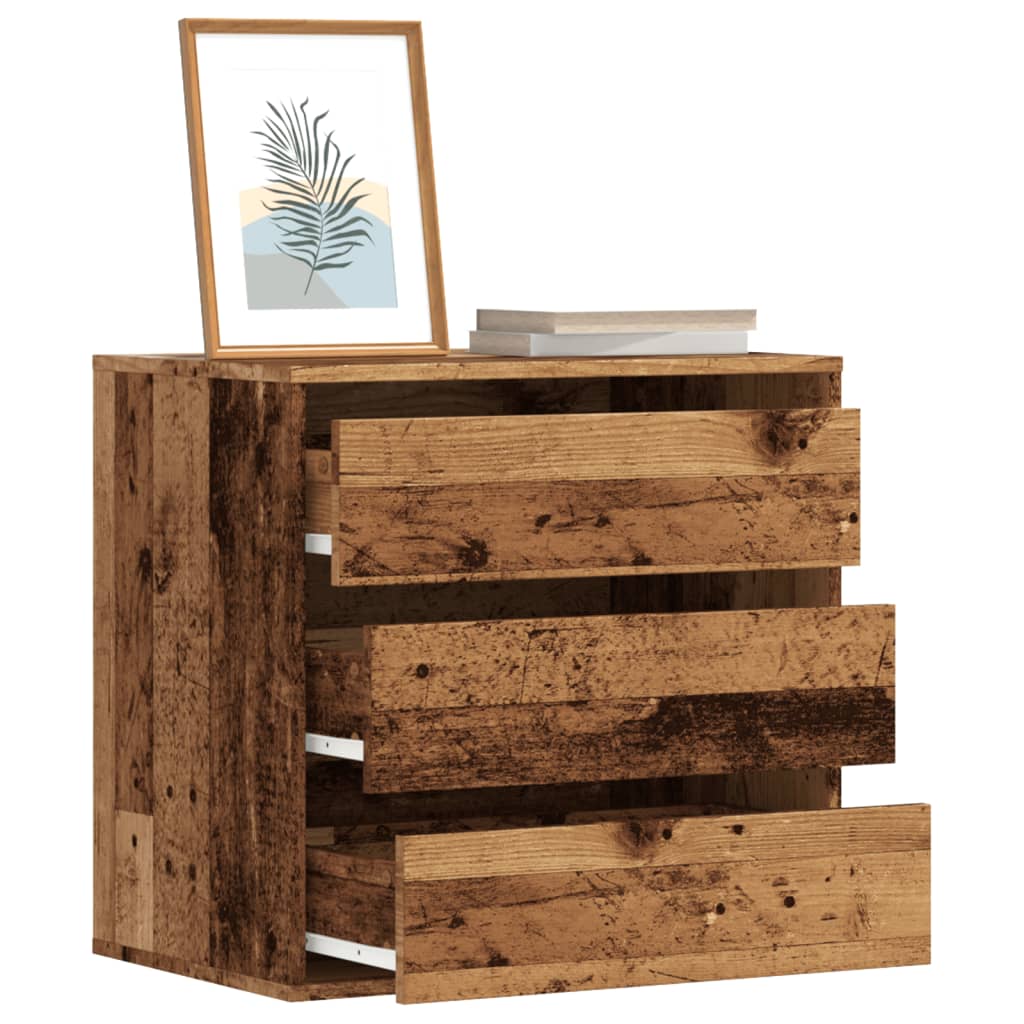 Ladekast 60x41x58 cm bewerkt hout oud houtkleurig - AllerleiShop