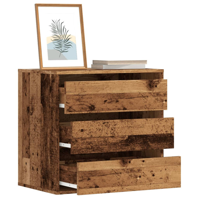 Ladekast 60x41x58 cm bewerkt hout oud houtkleurig - AllerleiShop