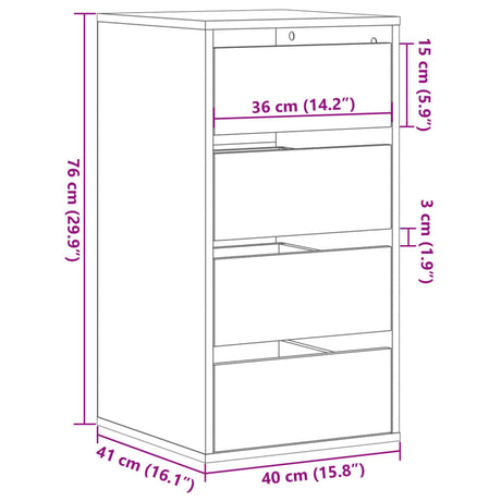 Ladekast 40x41x76 cm bewerkt hout wit - AllerleiShop