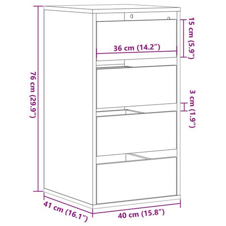 Ladekast 40x41x76 cm bewerkt hout grijs sonoma eikenkleurig - AllerleiShop