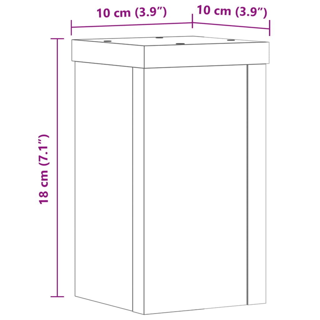 Plantenstandaards 2 st 10x10x18 cm bewerkt hout wit - AllerleiShop