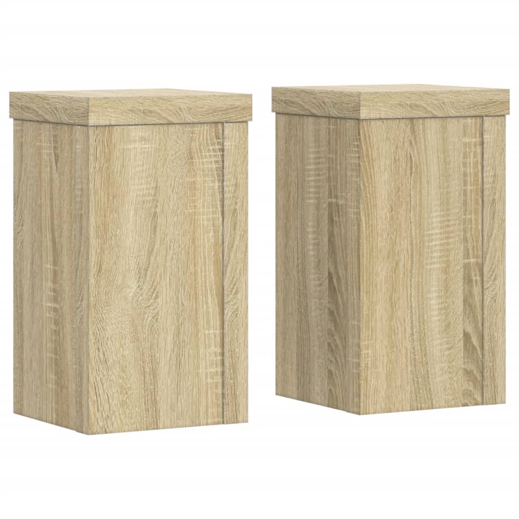 Plantenstandaards 2 st 10x10x18 cm bewerkt hout sonoma eiken - AllerleiShop