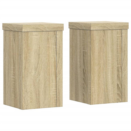 Plantenstandaards 2 st 10x10x18 cm bewerkt hout sonoma eiken - AllerleiShop