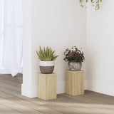 Plantenstandaards 2 st 10x10x18 cm bewerkt hout sonoma eiken - AllerleiShop