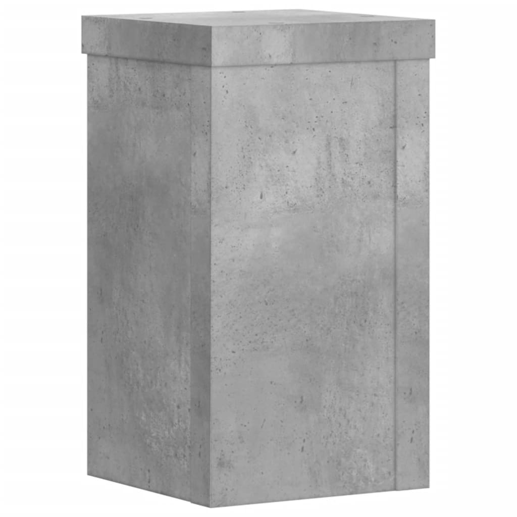 Plantenstandaards 2 st 10x10x18 cm bewerkt hout betongrijs - AllerleiShop