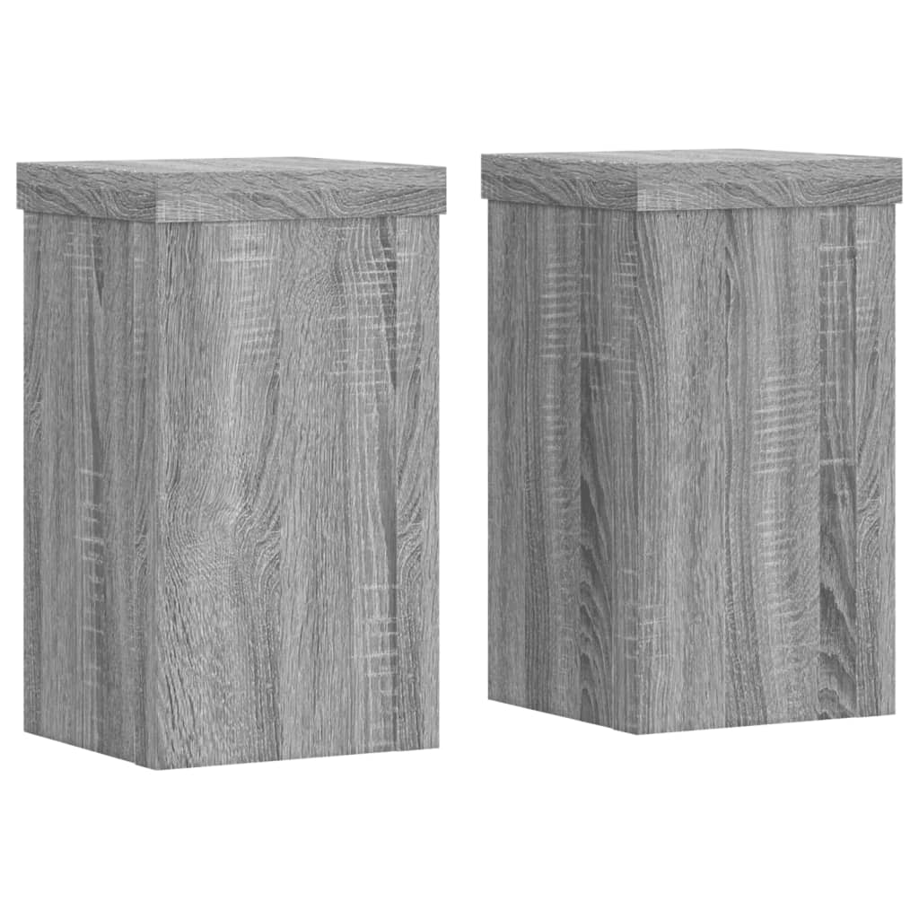 Plantenstandaards 2 st 10x10x18 cm bewerkt hout grijs sonoma - AllerleiShop