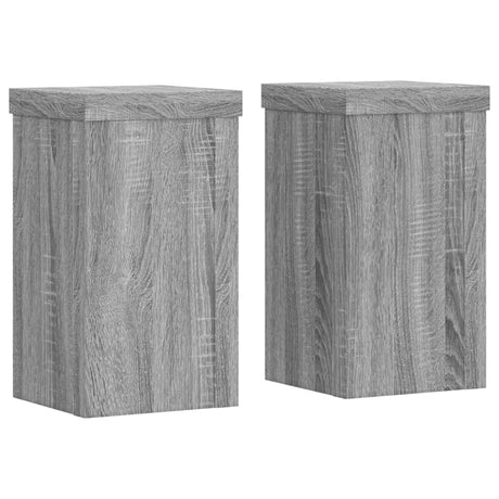 Plantenstandaards 2 st 10x10x18 cm bewerkt hout grijs sonoma - AllerleiShop