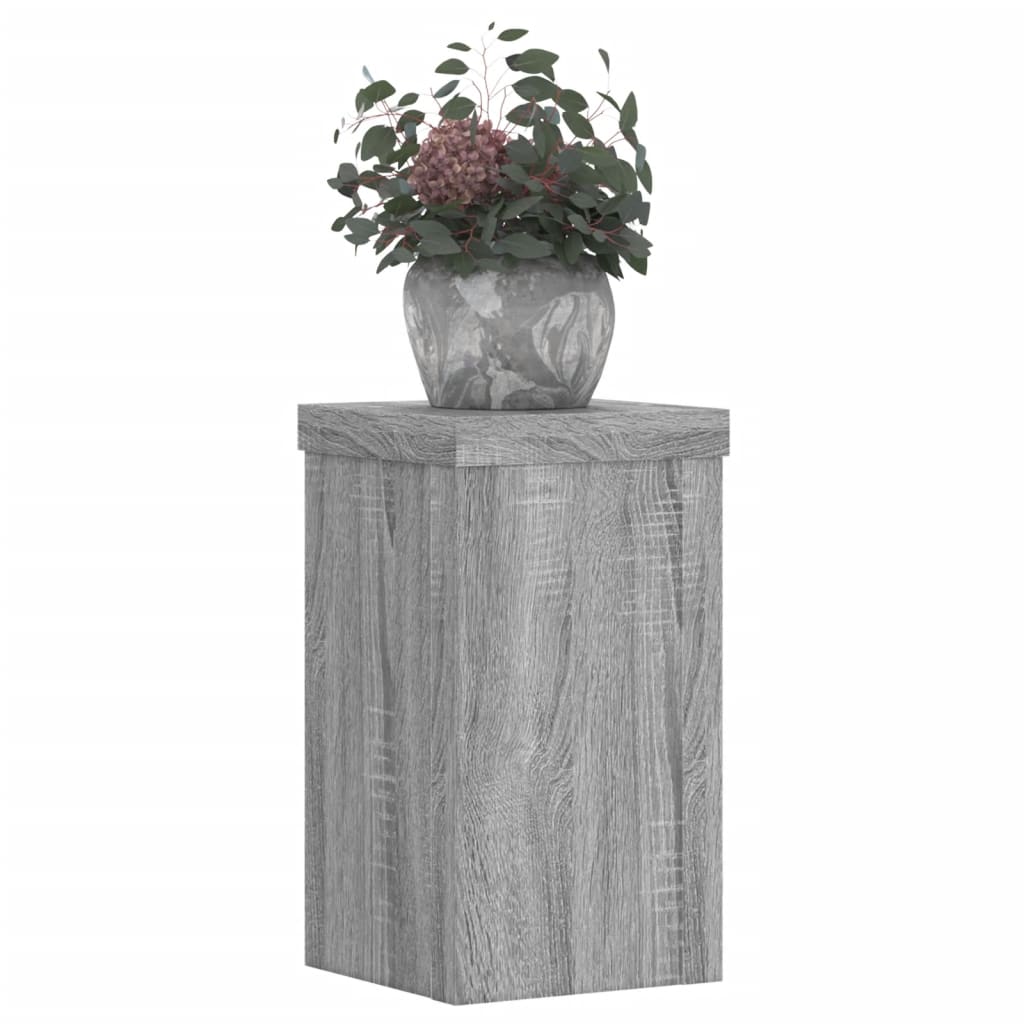 Plantenstandaards 2 st 10x10x18 cm bewerkt hout grijs sonoma - AllerleiShop