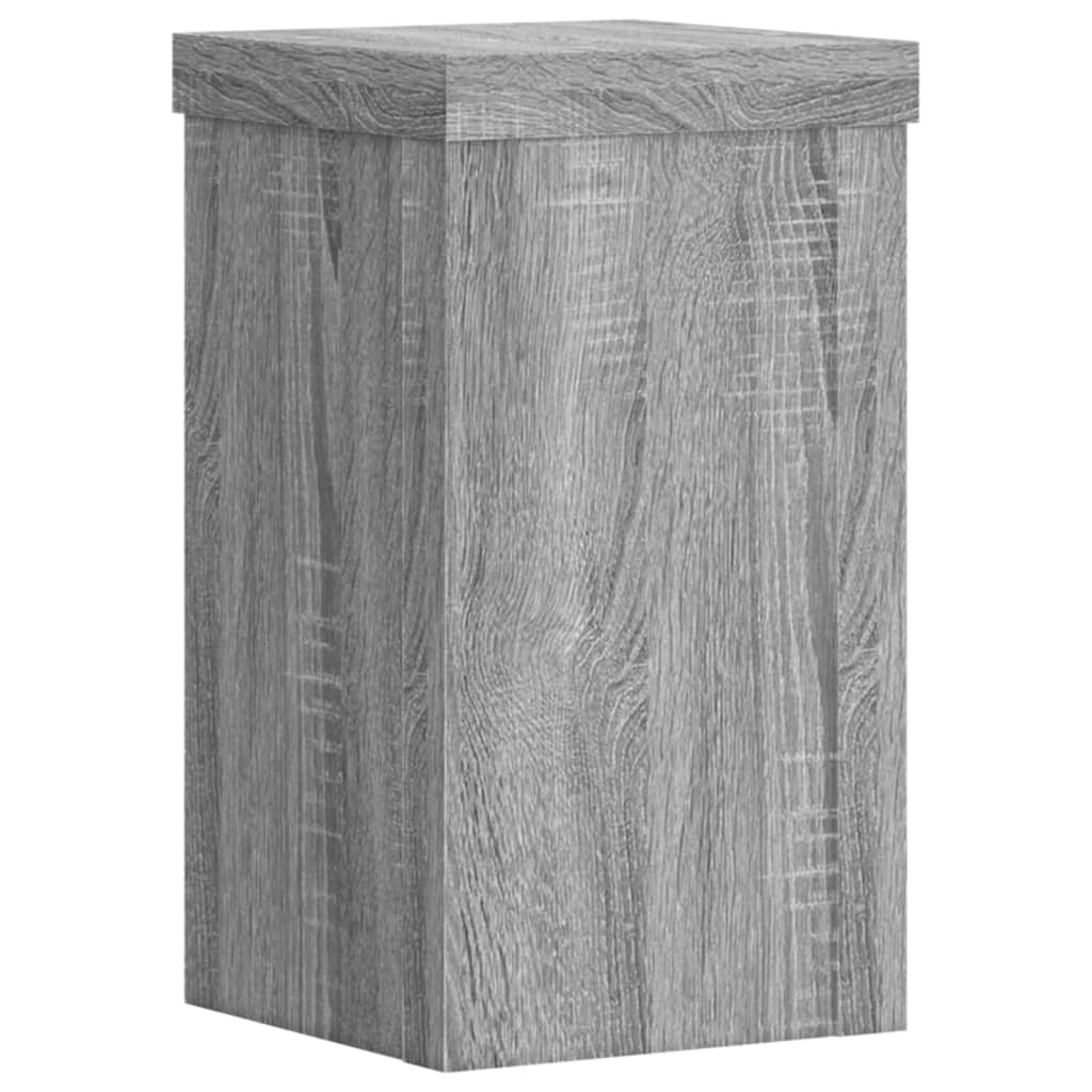 Plantenstandaards 2 st 10x10x18 cm bewerkt hout grijs sonoma - AllerleiShop