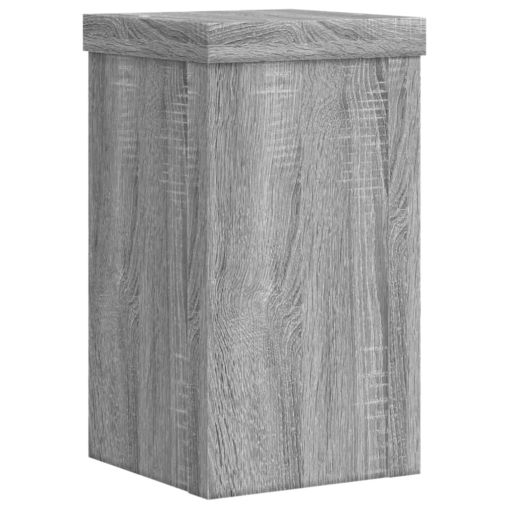 Plantenstandaards 2 st 10x10x18 cm bewerkt hout grijs sonoma - AllerleiShop