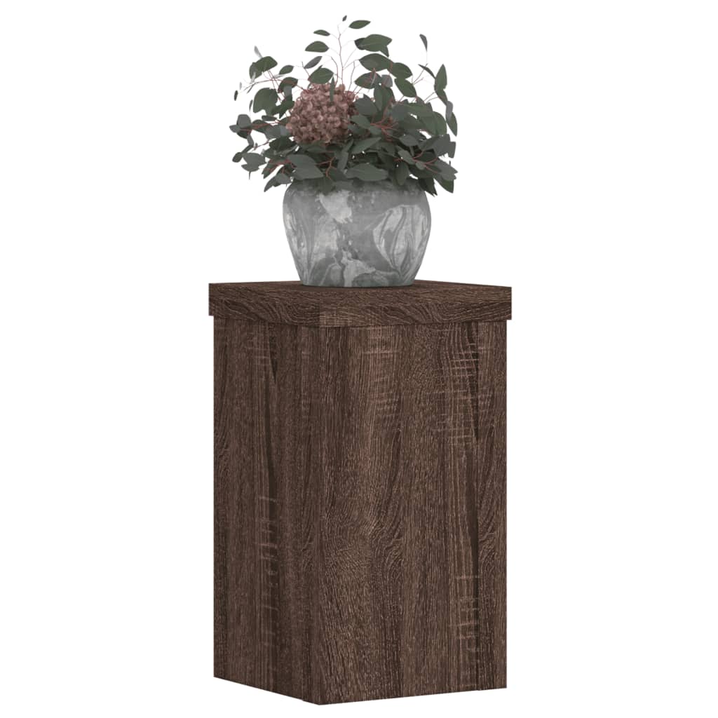 Plantenstandaards 2 st 10x10x18 cm bewerkt hout bruin eiken - AllerleiShop