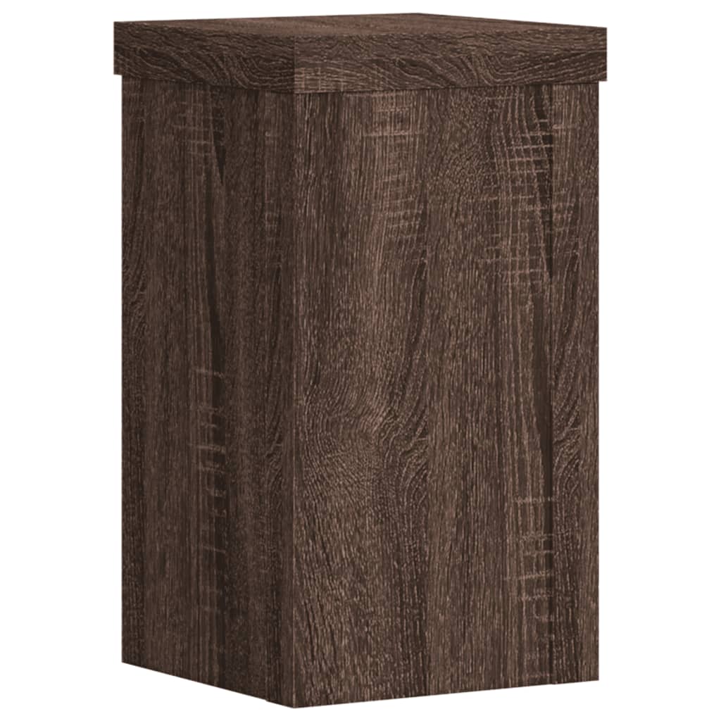 Plantenstandaards 2 st 10x10x18 cm bewerkt hout bruin eiken - AllerleiShop