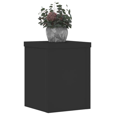 Plantenstandaards 2 st 15x15x20 cm bewerkt hout zwart - AllerleiShop