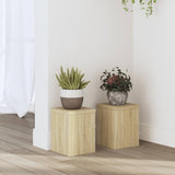 Plantenstandaards 2 st 15x15x20 cm bewerkt hout sonoma eiken - AllerleiShop