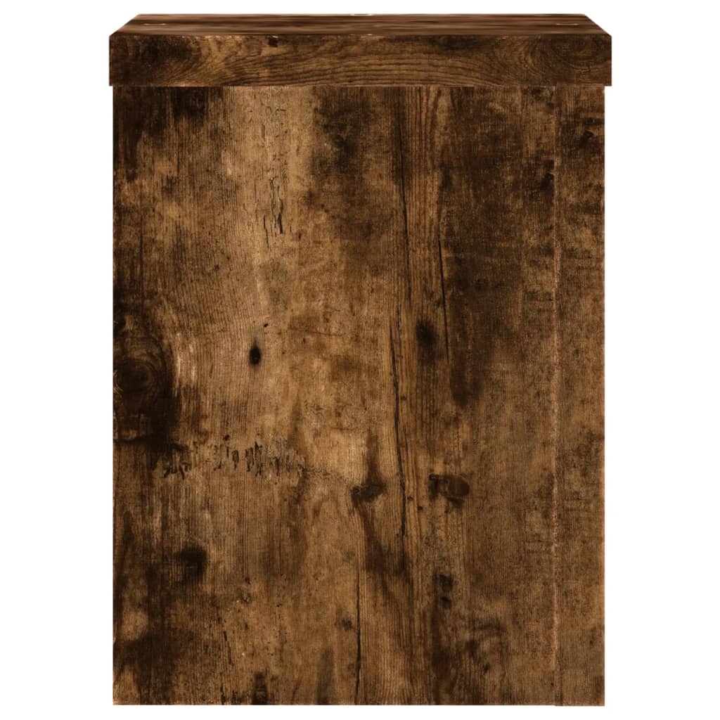 Plantenstandaards 2 st 15x15x20 cm bewerkt hout gerookt eiken - AllerleiShop