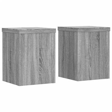 Plantenstandaards 2 st 15x15x20 cm bewerkt hout grijs sonoma - AllerleiShop