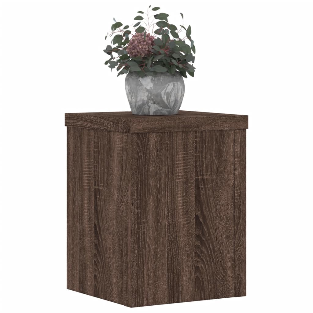 Plantenstandaards 2 st 15x15x20 cm bewerkt hout bruin eiken - AllerleiShop