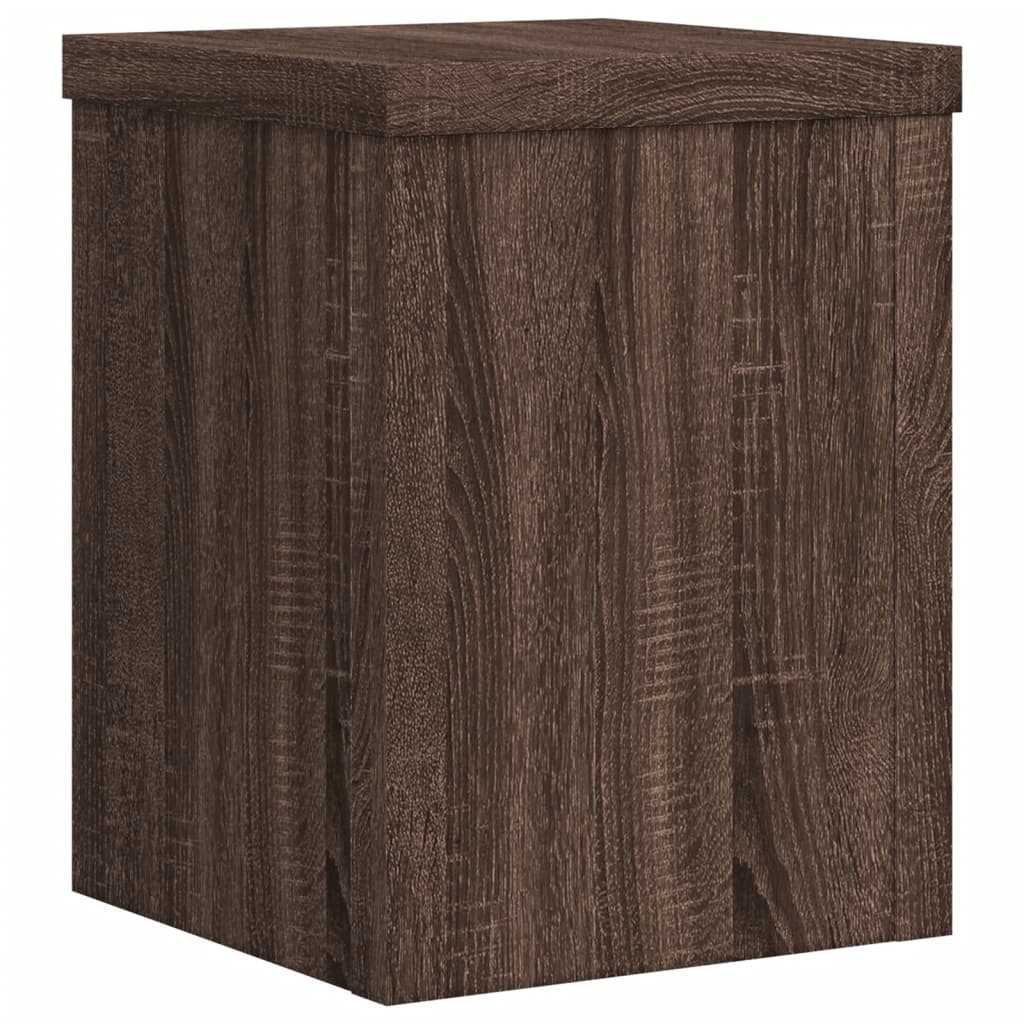 Plantenstandaards 2 st 15x15x20 cm bewerkt hout bruin eiken - AllerleiShop