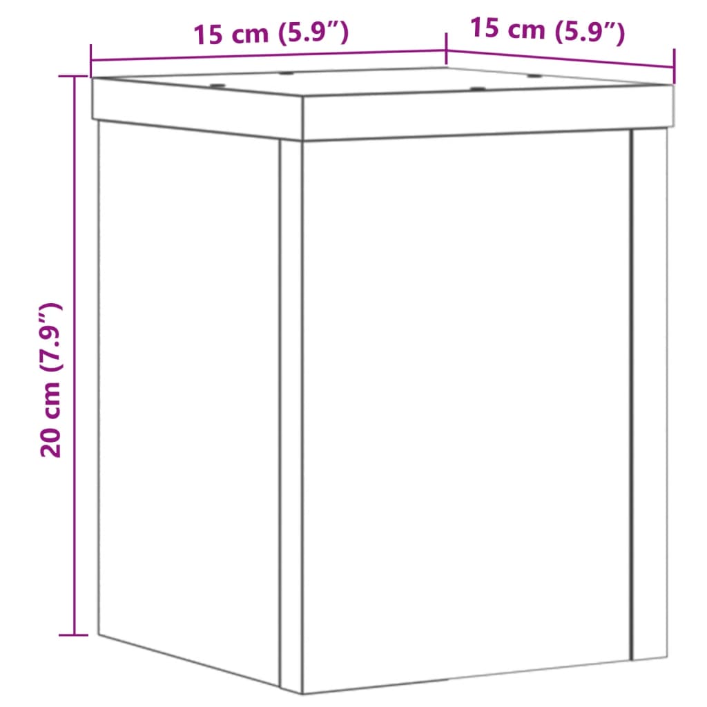 Plantenstandaards 2 st 15x15x20 cm bewerkt hout bruin eiken - AllerleiShop