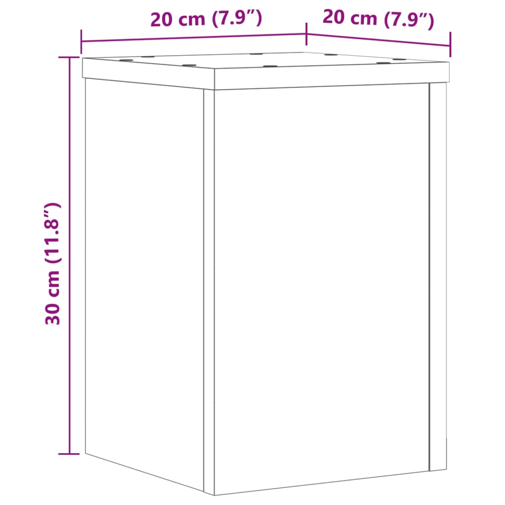 Plantenstandaards 2 st 20x20x30 cm bewerkt hout zwart - AllerleiShop