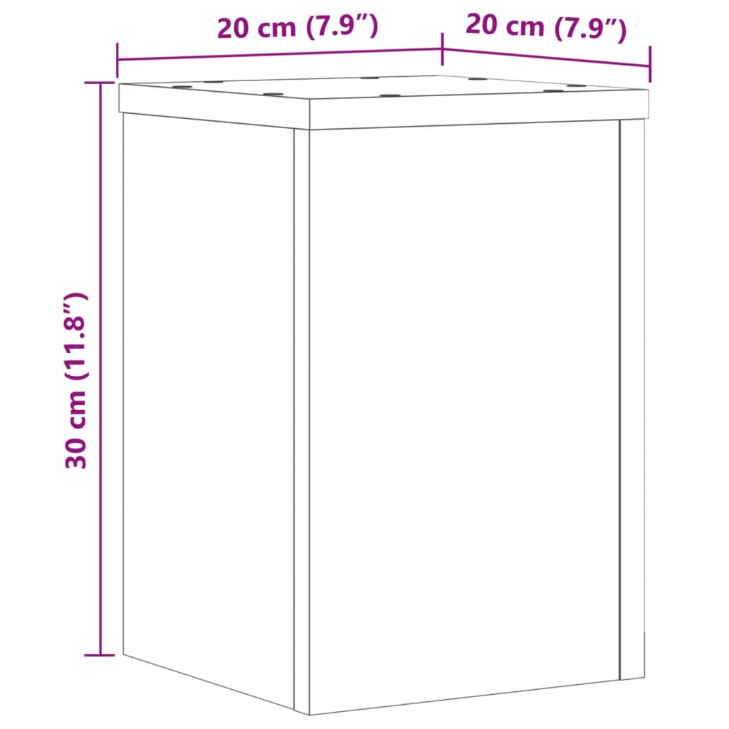 Plantenstandaards 2 st 20x20x30 cm bewerkt hout sonoma eiken - AllerleiShop