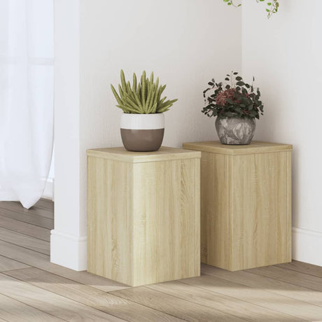 Plantenstandaards 2 st 20x20x30 cm bewerkt hout sonoma eiken - AllerleiShop