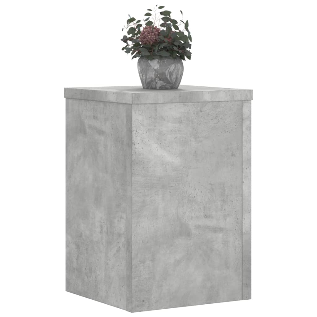 Plantenstandaards 2 st 20x20x30 cm bewerkt hout betongrijs - AllerleiShop