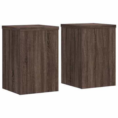 Plantenstandaards 2 st 20x20x30 cm bewerkt hout bruin eiken - AllerleiShop