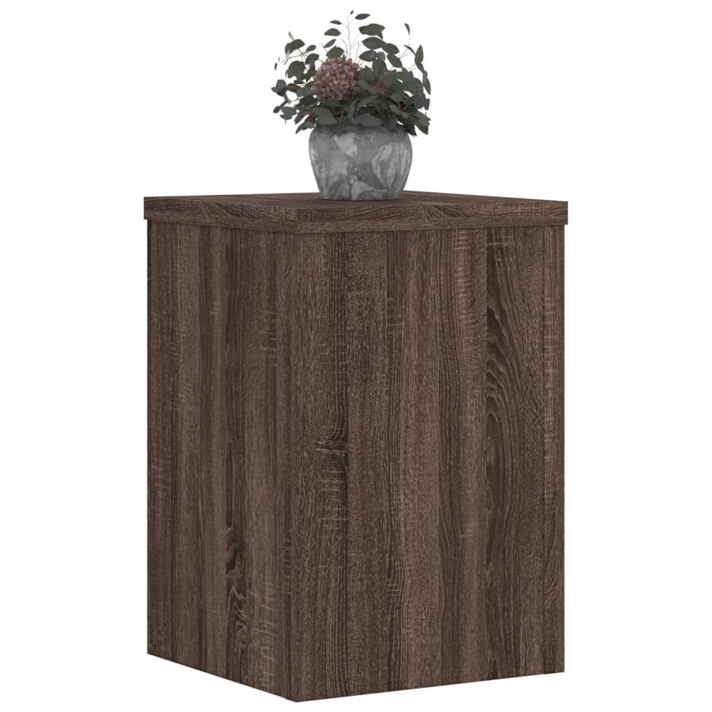 Plantenstandaards 2 st 20x20x30 cm bewerkt hout bruin eiken - AllerleiShop