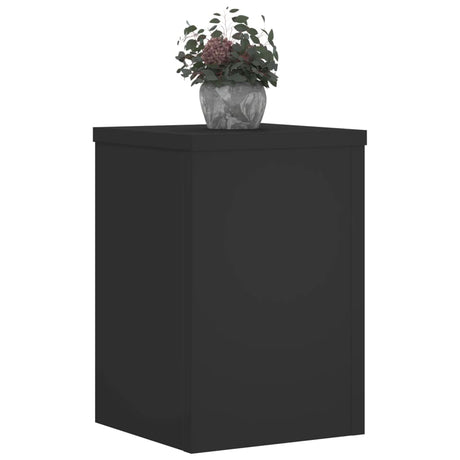 Plantenstandaards 2 st 25x25x35 cm bewerkt hout zwart - AllerleiShop