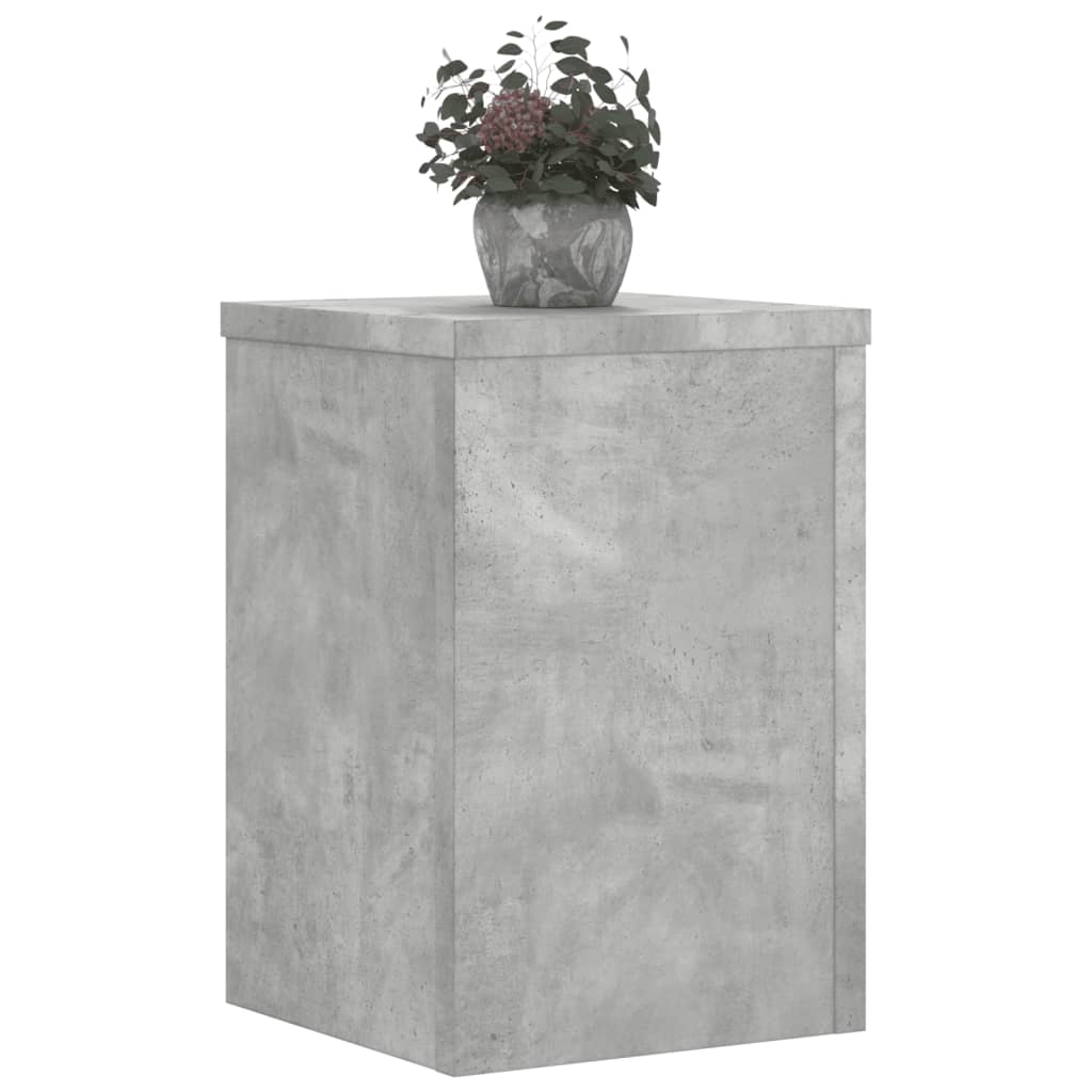 Plantenstandaards 2 st 25x25x35 cm bewerkt hout betongrijs - AllerleiShop